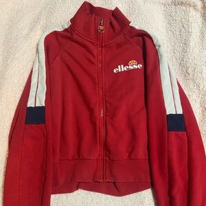 Ellesse Red Semi-Cropped Zip Up Jacket